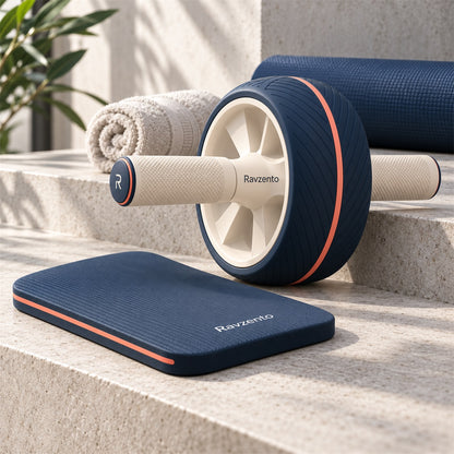 Ravzento ab wheel kit in a home fitness setting